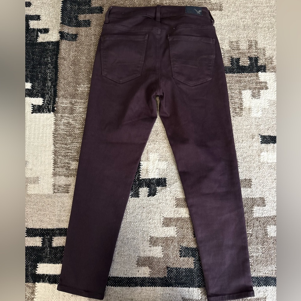 American Eagle Hi-Rise Jeggings Maroon Jeans Size 4 Long